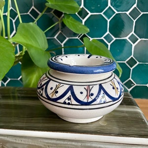 Blau Keramik Aschenbecher mit Deckel Windaschenbecher Winddichter