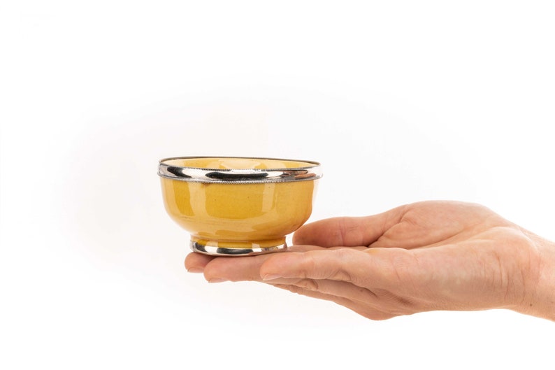 MINI Ceramic Bowl with Silver Lining Handmade in Morocco Perfect for Snacks Tapas Dips 画像 9