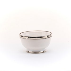 MINI Ceramic Bowl with Silver Lining Handmade in Morocco Perfect for Snacks Tapas Dips white