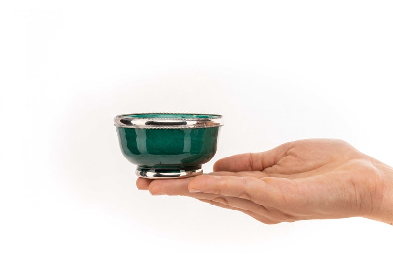 MINI Ceramic Bowl with Silver Lining Handmade in Morocco Perfect for Snacks Tapas Dips 画像 5