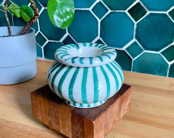 NOVITÀ! Posacenere Storm di medie dimensioni con motivo a strisce vivaci, Aschenbecher, in ceramica 100% fatta a mano dal Marocco