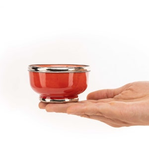 MINI Ceramic Bowl with Silver Lining Handmade in Morocco Perfect for Snacks Tapas Dips 画像 3