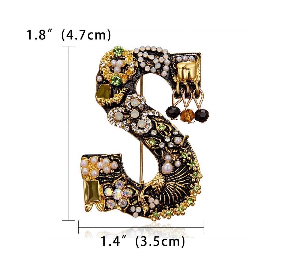 Initial Letter Brooch Monogram Alphabet Brooch Pins Etsy