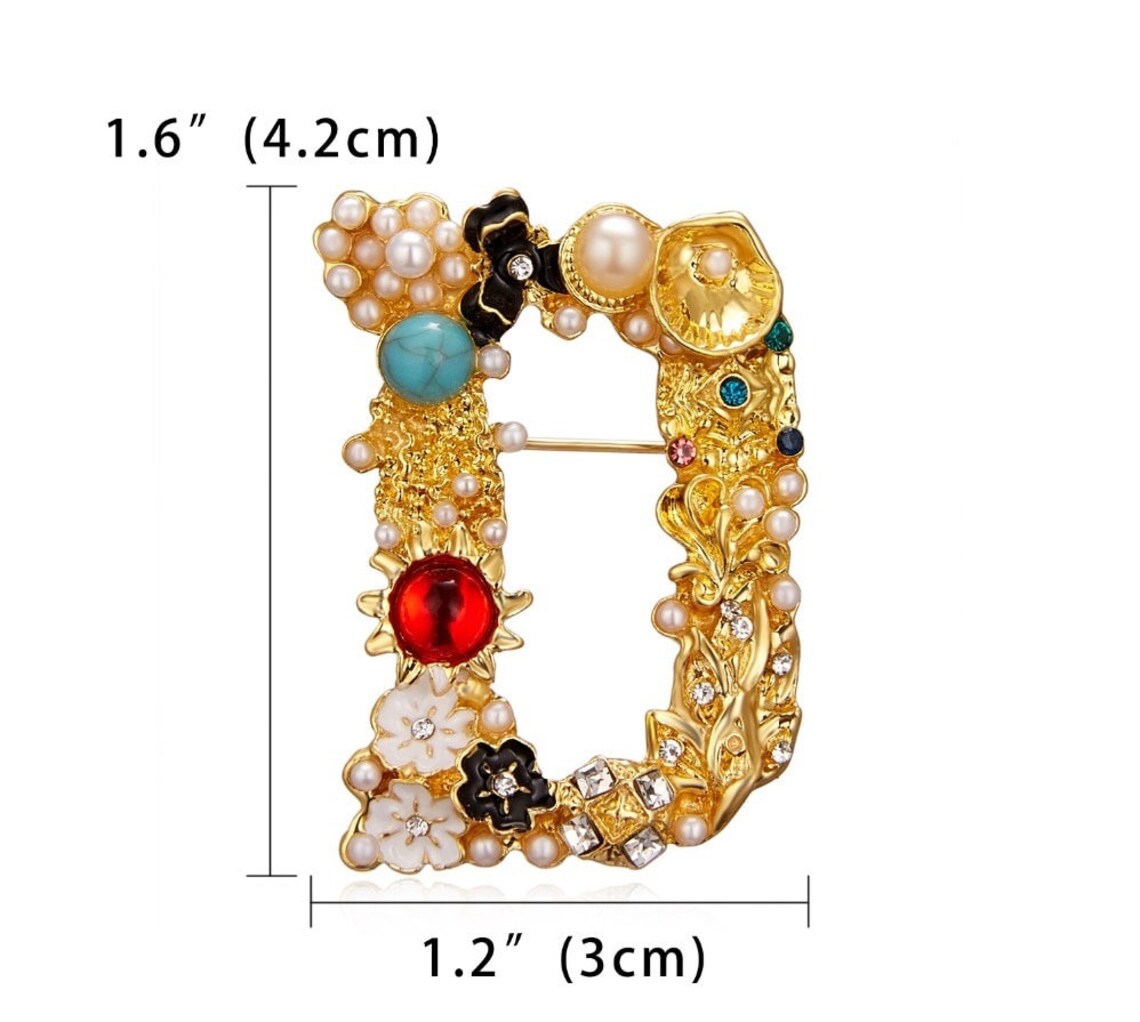 Initial Letter Brooch Monogram Alphabet Brooch Pins Etsy