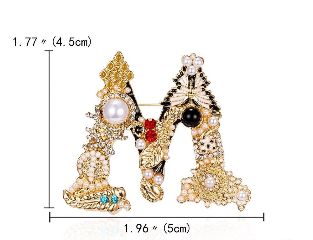 Initial Letter Brooch Monogram Alphabet Brooch Pins Etsy