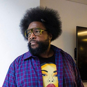 @Questlove posing for an interview wearing my art: Sweetest Taboo