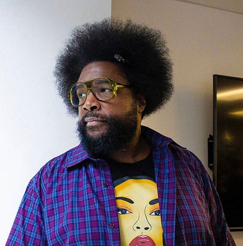 @Questlove posing for an interview wearing my art: Sweetest Taboo