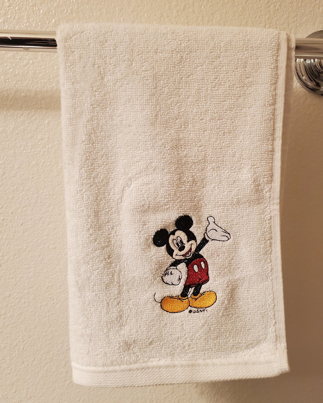 Mickey Mouse Embroidered Hand Towel Bathroom Towel Etsy
