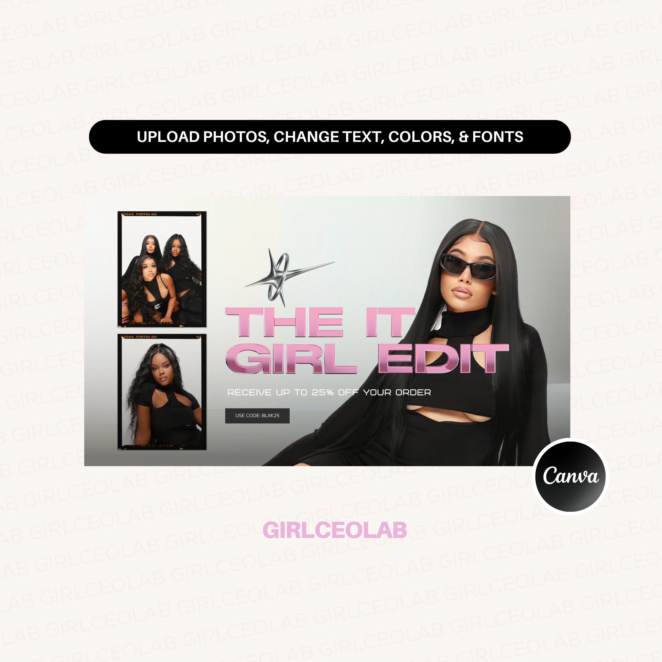 Y2K Core Website Banners I Editable Hair Website Templates I Black ...