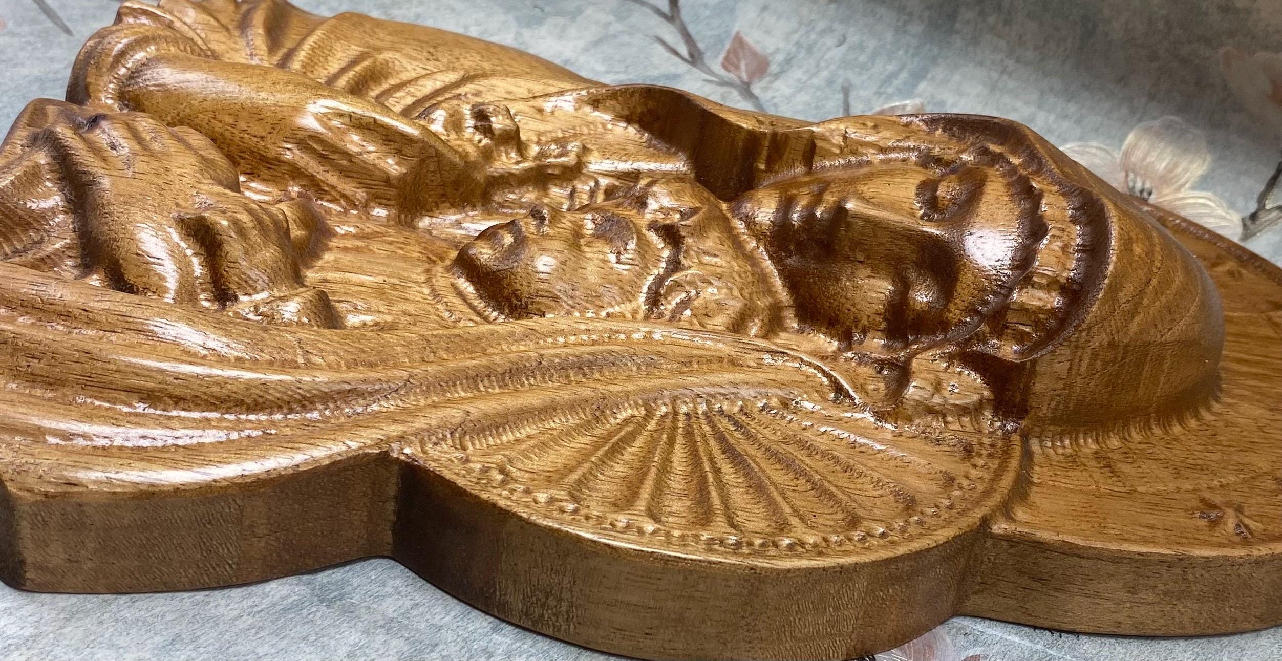 Blessed Virgin Mary and Child Jesus Wood Carving 12” Wall Plaque Wall ...