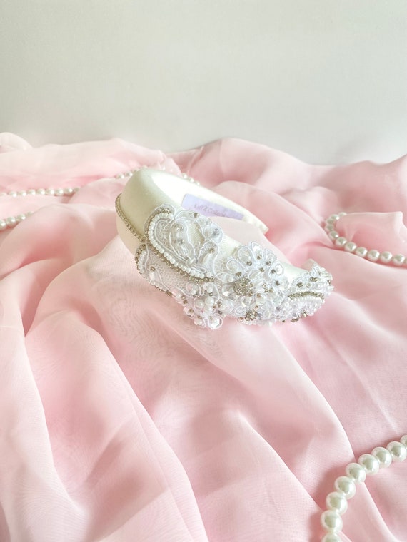 Handmade Pearl & Crystal Headband: Bridal Headpiece, Wedding  display picture 1
