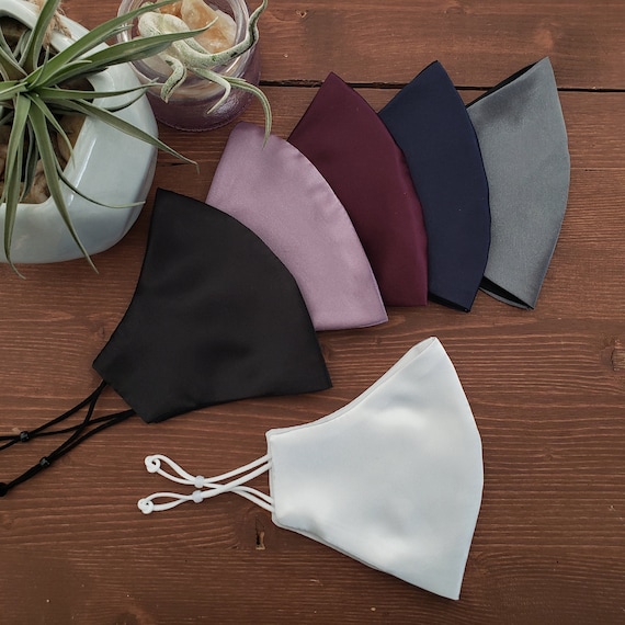 Dark Satin Mask w/ 100% Cotton Lining + Adjustable + Filter Pocket