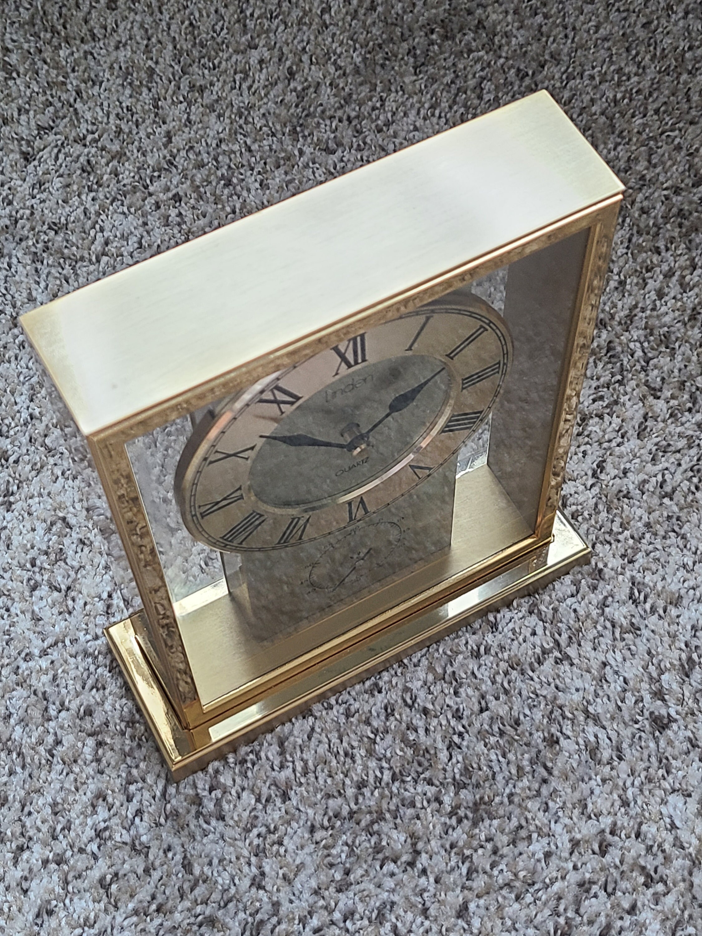 Vintage Linden Quartz Gold & Glass Desk Clock w/ Batteries Etsy