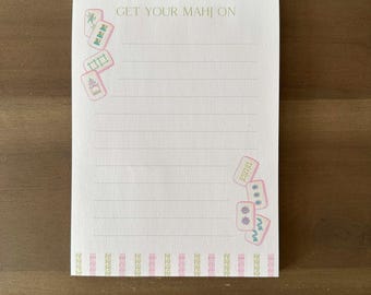 Get Your Mahj On Notepad | 5x7 Mahjong Notepad | Fun Gift for Mahjong Lovers | Game Night Stationery | Mahjong Scorekeeper Pad