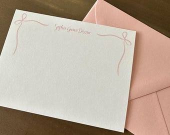 Pink Bow A2 Notecards & Candy Pink envelopes