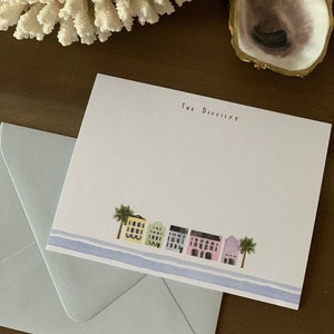 Rainbow Row Coastal Charleston A2 Notecards & Light blue envelopes