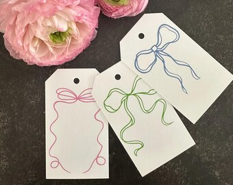 Pink, Green and Blue Bow Gift Tag Set