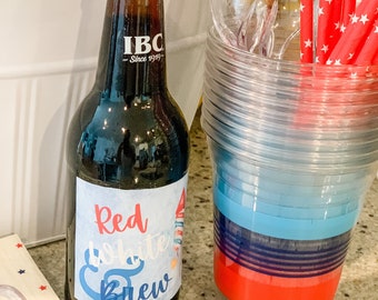 Red, White & Brew bottle labels | Digital Download | Memorial Day, 4th of July or Labor Day