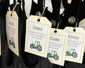 Personalized Tractor Printable Tags, Birthday Party favor