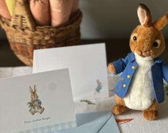 Personalized Peter Rabbit Watercolor Folded A2 Notes & Light blue envelopes