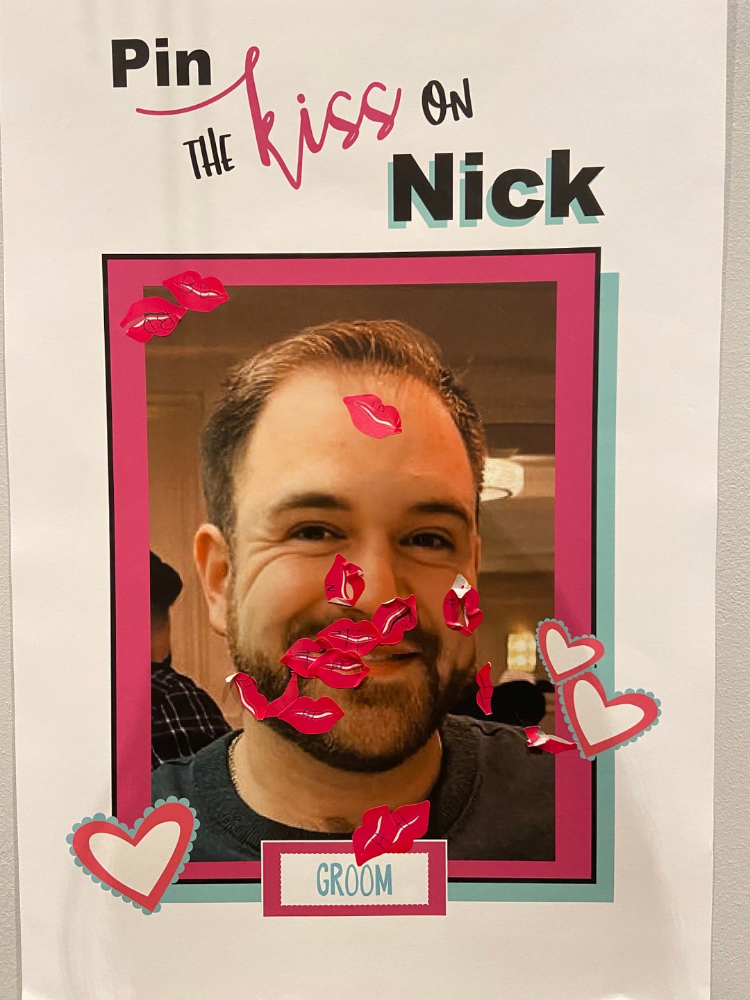 Pin the Kiss on the Groom Poster & Game for Bachelorette Party