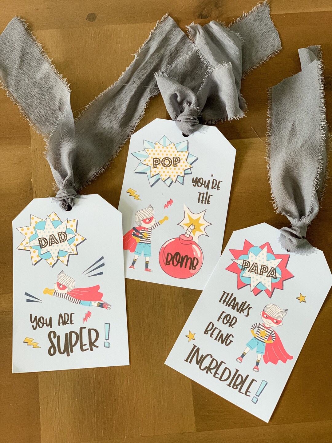 Personalized Super Dad and Grandpa Gift Tags