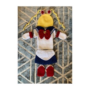 Sailor Moon Crochet Outfit - Handmade Usagi Tsukino 7-Piece Costume Newborns, Babies and Kids - Customization & Personalization Available