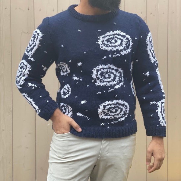 Hand Knitted Galaxy Sweater - Eternal Sunshine of the Spotless Mind Movie Inspired Blue White - Customization & Personalization Available