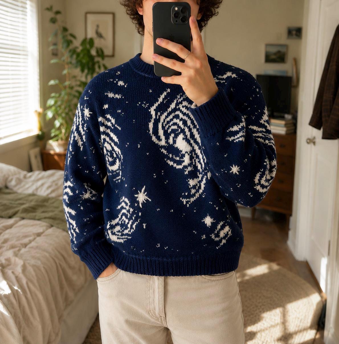 Hand Knitted Galaxy Sweater – Eternal Sunshine of the Spotless