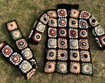 Hand Crocheted Cardigan and Scarf Gigi Hadid and Rosetta Getty Inspired  Granny Square Coat Set Customization Personalization Available