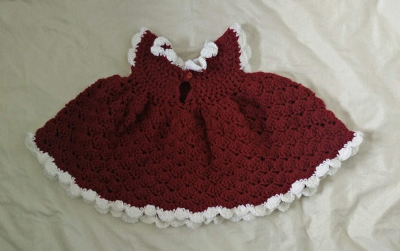 Vestido de ganchillo hecho a mano para niñas Suéter de moda roja