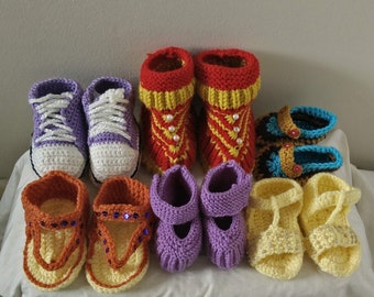 Handgemaakte babylaarzen - gehaakte en gebreide multicolor warme schoenvoetjes voor baby's en kinderen - maatwerk en personalisatie beschikbaar