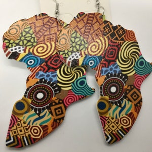 African Wood Earrings for Women/Melanin Ethic Queen Black Girl Magic Bohemian African Wood Painted Shaped Earrings Picasso