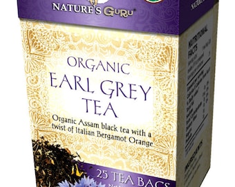 Organic Earl Grey Black Tea I Pyramid Tea Bags I 25CT Box I Nature's Guru