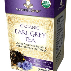 Organic Earl Grey Black Tea I Pyramid Tea Bags I 25CT Box I Nature&#39;s Guru