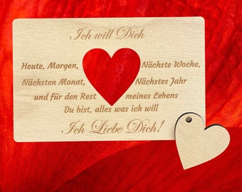 POSTKARTE Aus Holz „GLÜCK IST ZEIT“ – Handgefertigt In Deutschland, DIN A6, 4 Mm Stark