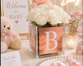 Rose Gold Acrylic BABY Vase, Clear Floral Arrangement Centerpiece