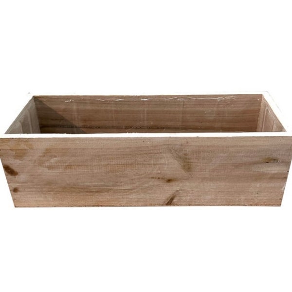 18” Wood Planter Rectangle Whitewashed Planter Decorative Rustic Box with Inner Plastic Box Floral Natural Centerpieces Rustic Wedding Decor