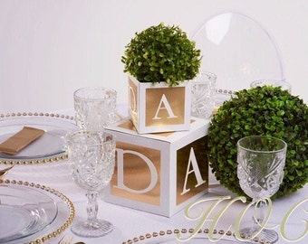 Gold Baby shower centerpieces Baby block letter Decorations neutral gender reveal  2 box set