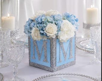 Baby Blue Baby Shower decorations Block Letter Centerpieces