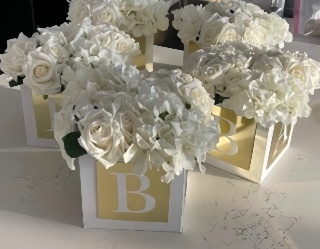 Gold Baby Shower Centerpieces Baby Block Letter Decorations Neutral