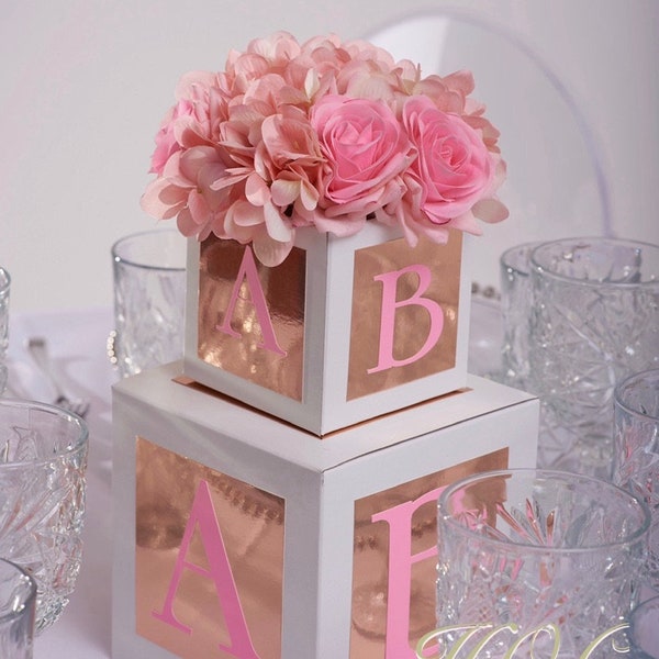 Gold Baby shower centerpieces Baby block letter Decorations neutral gender reveal  2 box set