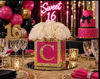 Pink Sweet 16 Centerpiece | Personalized Party Decor