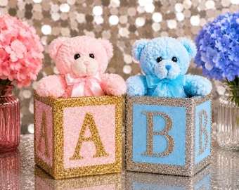 Blue and Pink Gender reveal centerpiece and decor set of 2