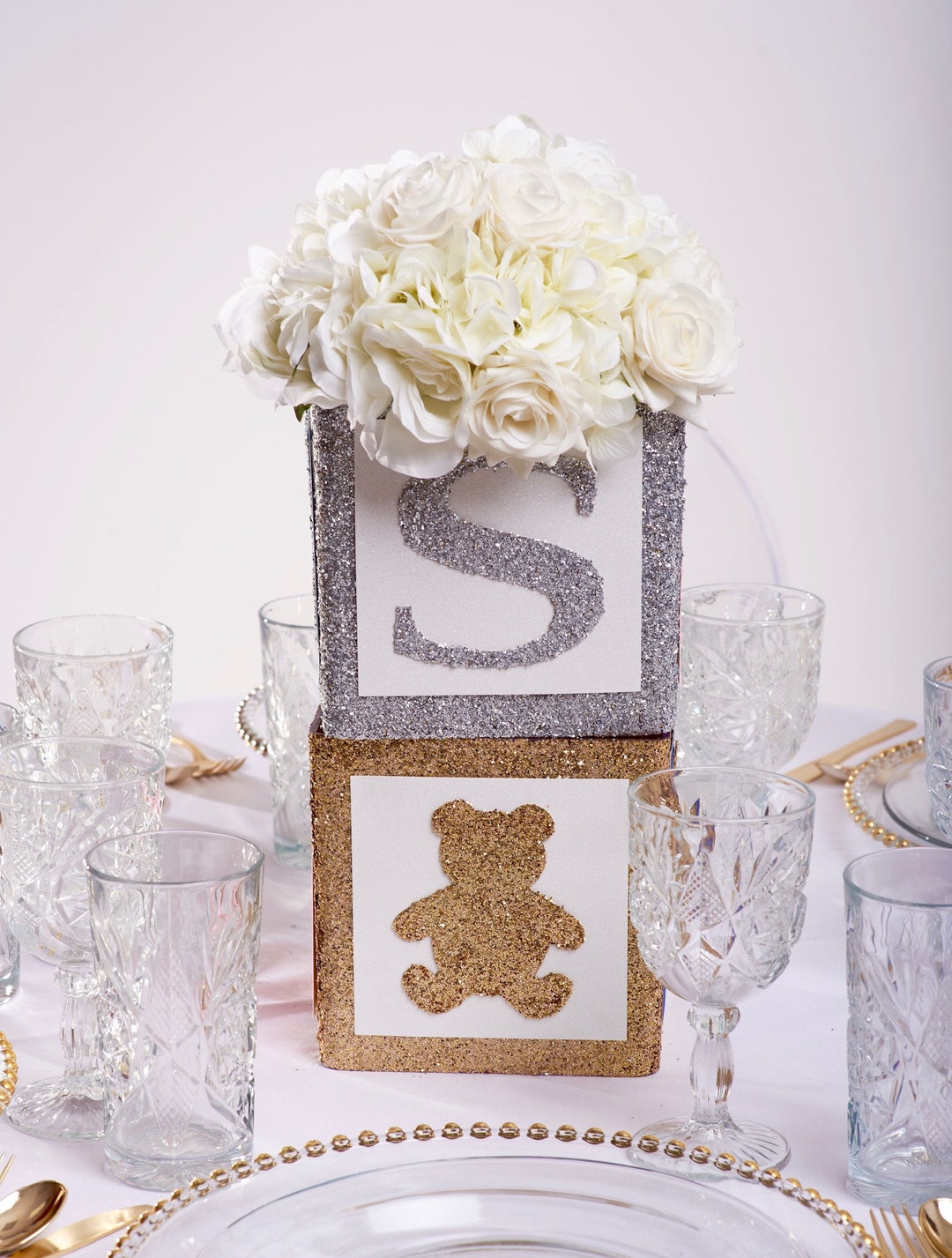 Silver Baby Shower Decorations Jumbo Baby Block Letter Centerpieces for