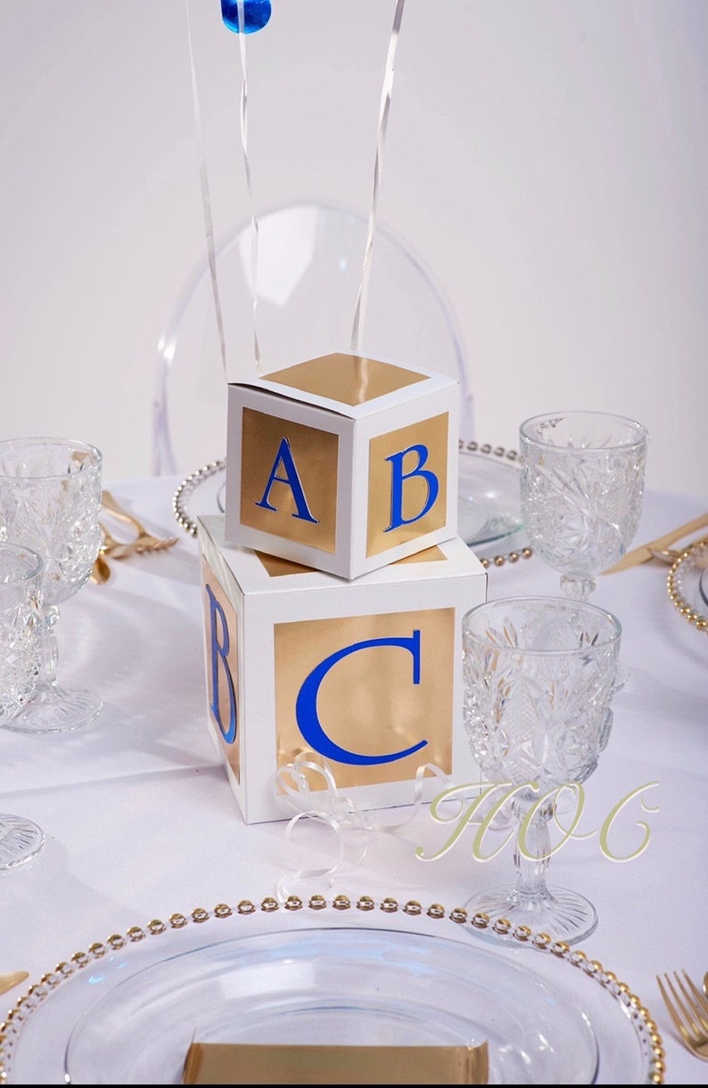 Gold Baby Shower Centerpieces Baby Block Letter Decorations Etsy