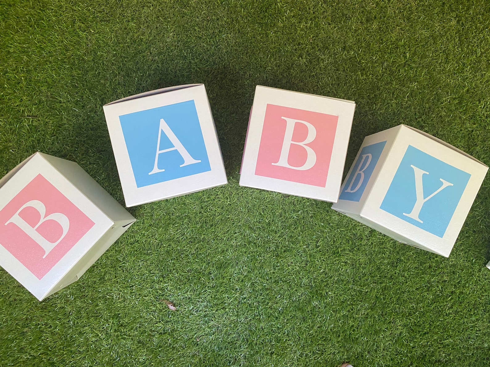 Pink and Blue Baby Shower Centerpieces Baby Block Letter Etsy