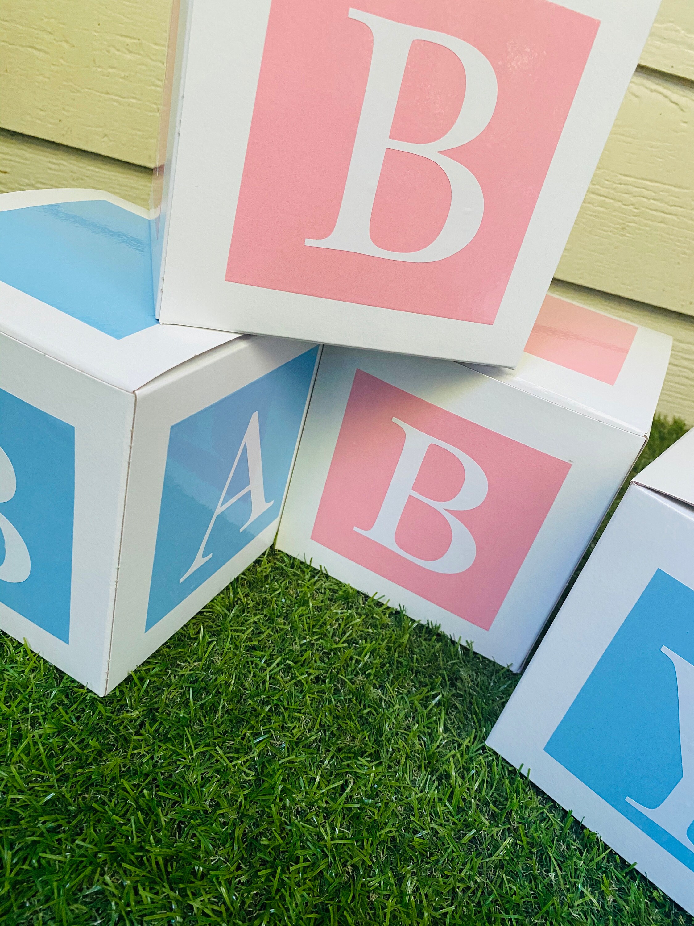 Pink and Blue Baby Shower Centerpieces Baby Block Letter Etsy
