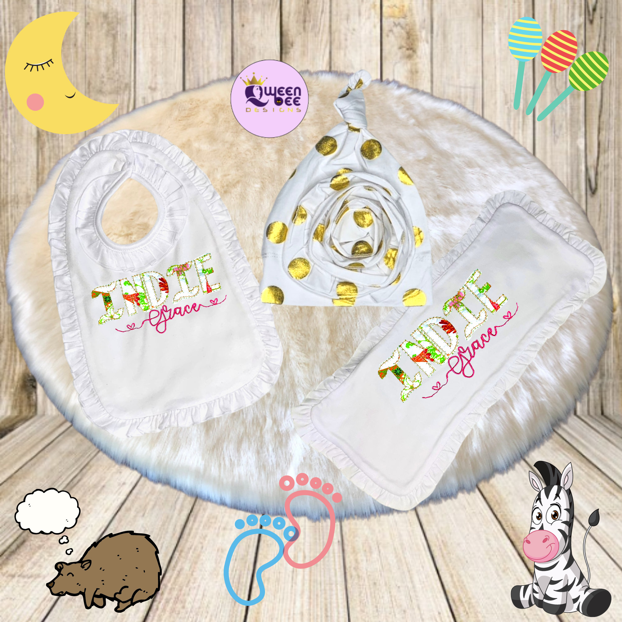 Personalized Embroidered Newborn Gown, Gown With Embroidered Applique ...