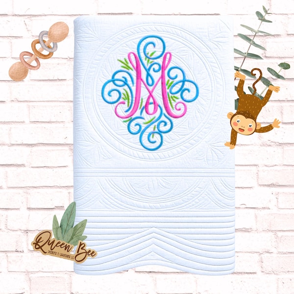 Quilted Baby Blanket • Heirloom Newborn • Pink Blue White Baby Quilt• Boy or Girl Gift